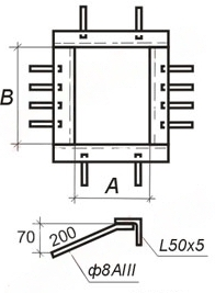 Чертеж закладных изделий МН 725 по серии 1.400-15 выпуск 1